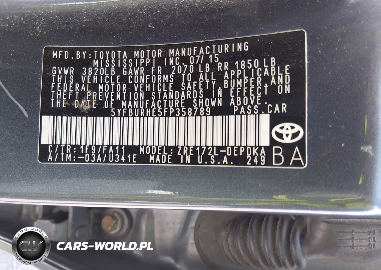2015 Toyota Corolla L VIN:5YFBURHE5FP358789 - 8