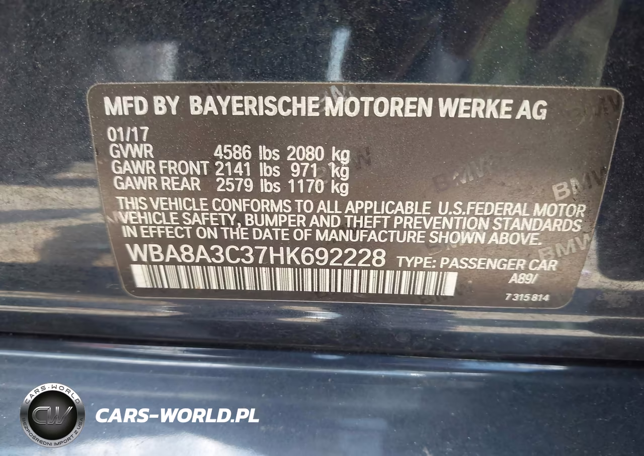 2017 BMW 320I xDrive VIN:WBA8A3C37HK692228 - 9