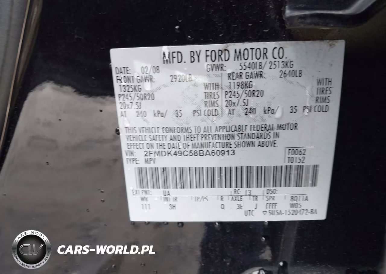 2008 Ford Edge Limited VIN:2FMDK49C58BA60913 - 9