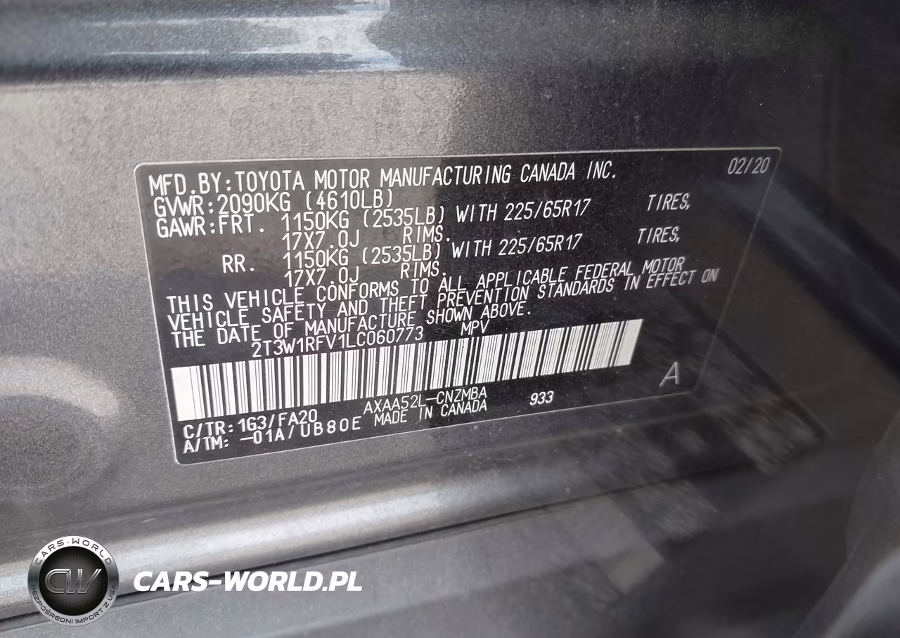 2020 Toyota Rav4 Xle VIN:2T3W1RFV1LC060773 - 9
