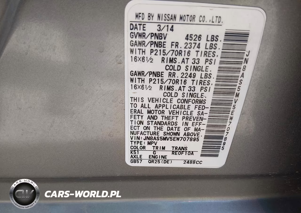 2014 Nissan Rogue Select S VIN:JN8AS5MV5EW707895 - 9