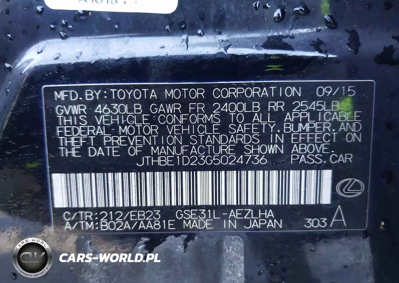 2016 Lexus Is 350 VIN:JTHBE1D23G5024736 - 9