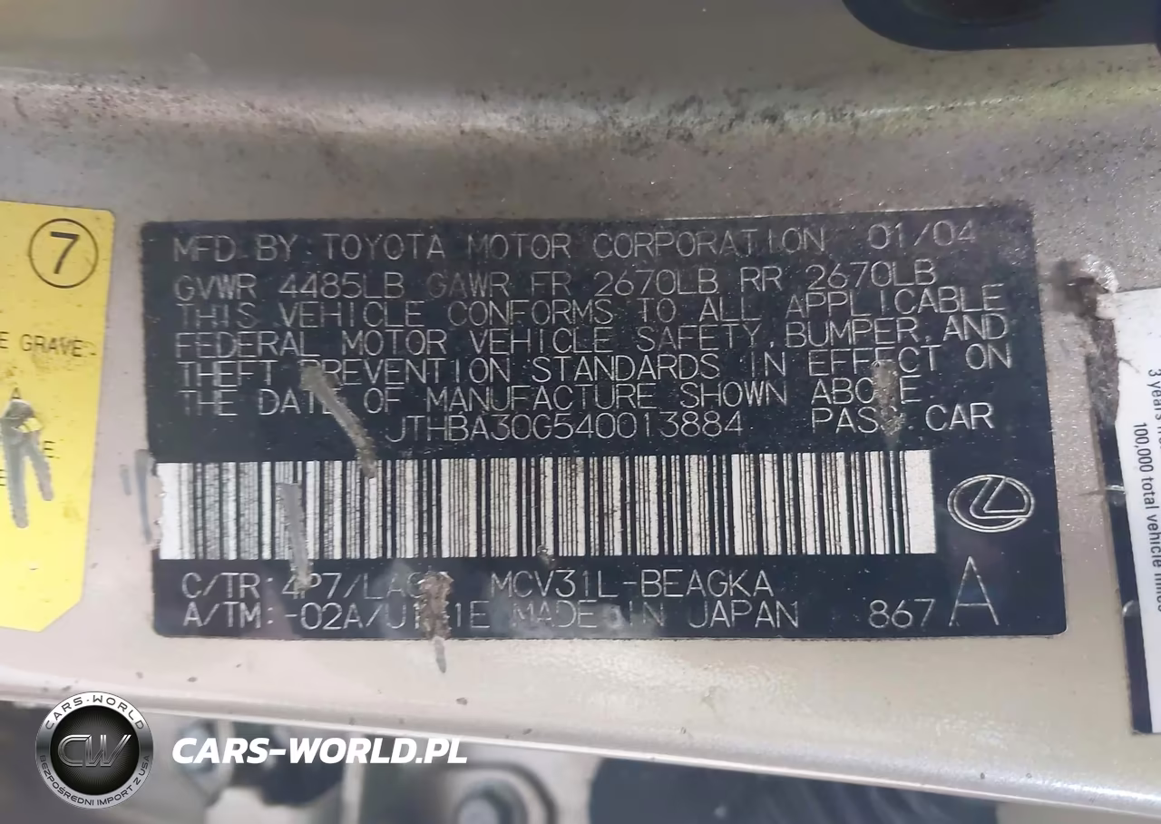 2004 Lexus Es 330 VIN:JTHBA30G540013884 - 9