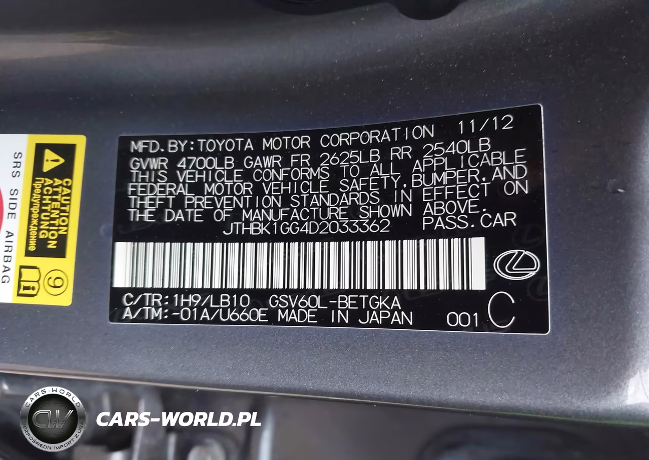 2013 Lexus Es 350 VIN:JTHBK1GG4D2033362 - 9