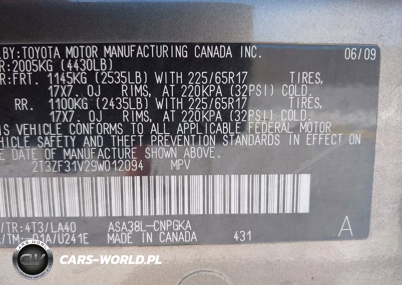 2009 Toyota Rav4 Limited VIN:2T3ZF31V29W012094 - 9