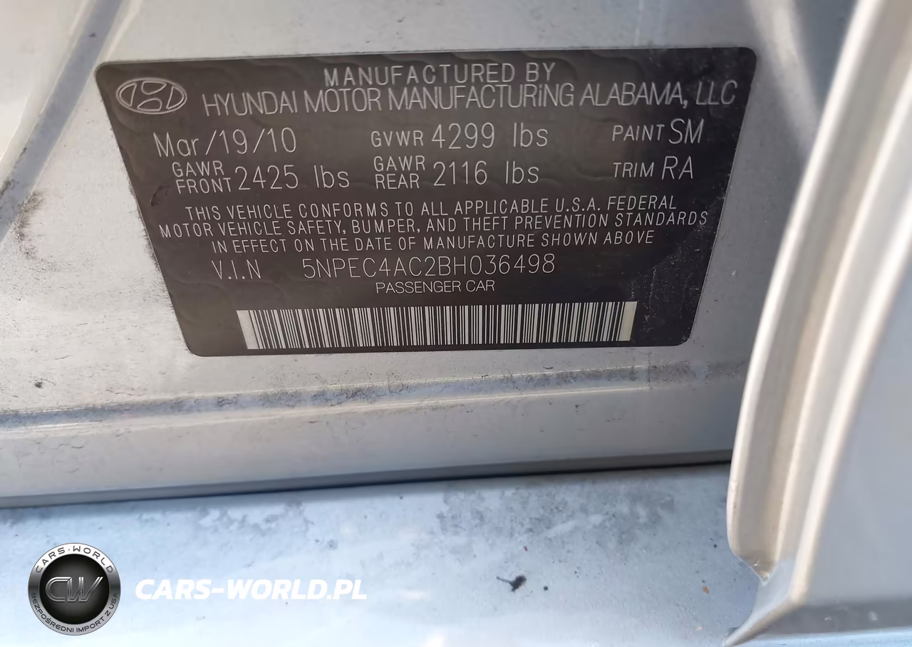 2011 Hyundai Sonata Se VIN:5NPEC4AC2BH036498 - 9