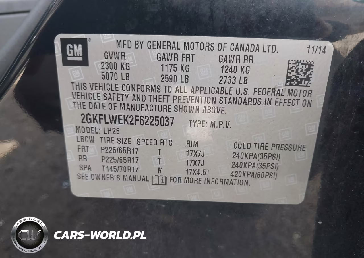 2015 GMC Terrain Sle-2 VIN:2GKFLWEK2F6225037 - 9