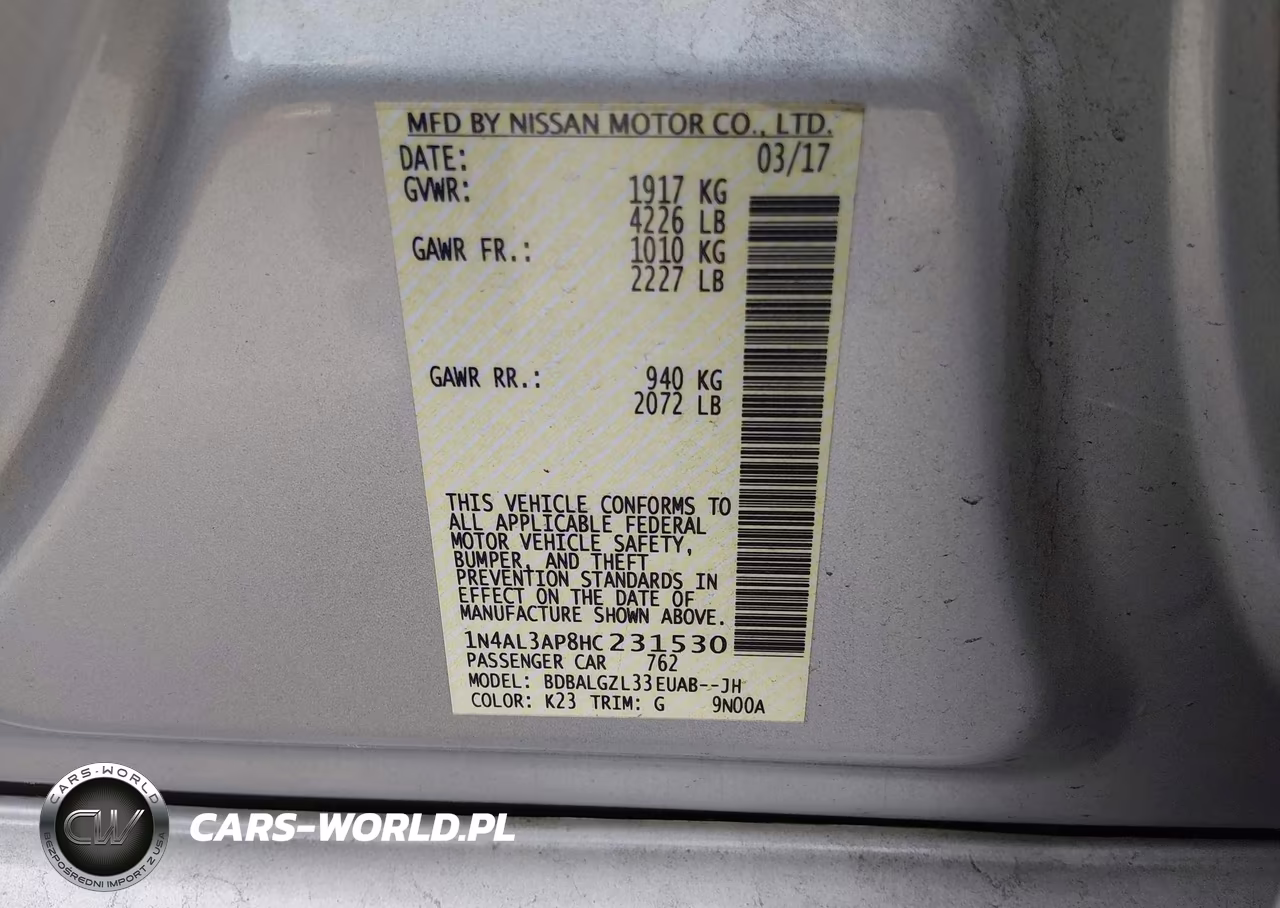2017 Nissan Altima 2.5 S VIN:1N4AL3AP8HC231530 - 9