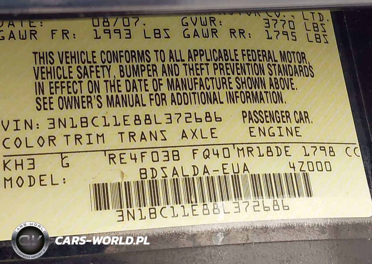 2008 Nissan Versa 1.8S VIN:3N1BC11E88L372686 - 9