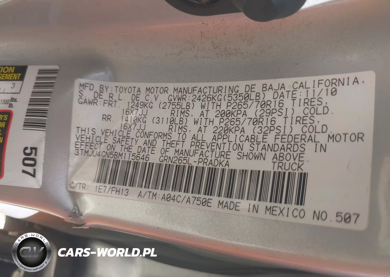 2011 Toyota Tacoma Prerunner V6 VIN:3TMJU4GN5BM115646 - 9