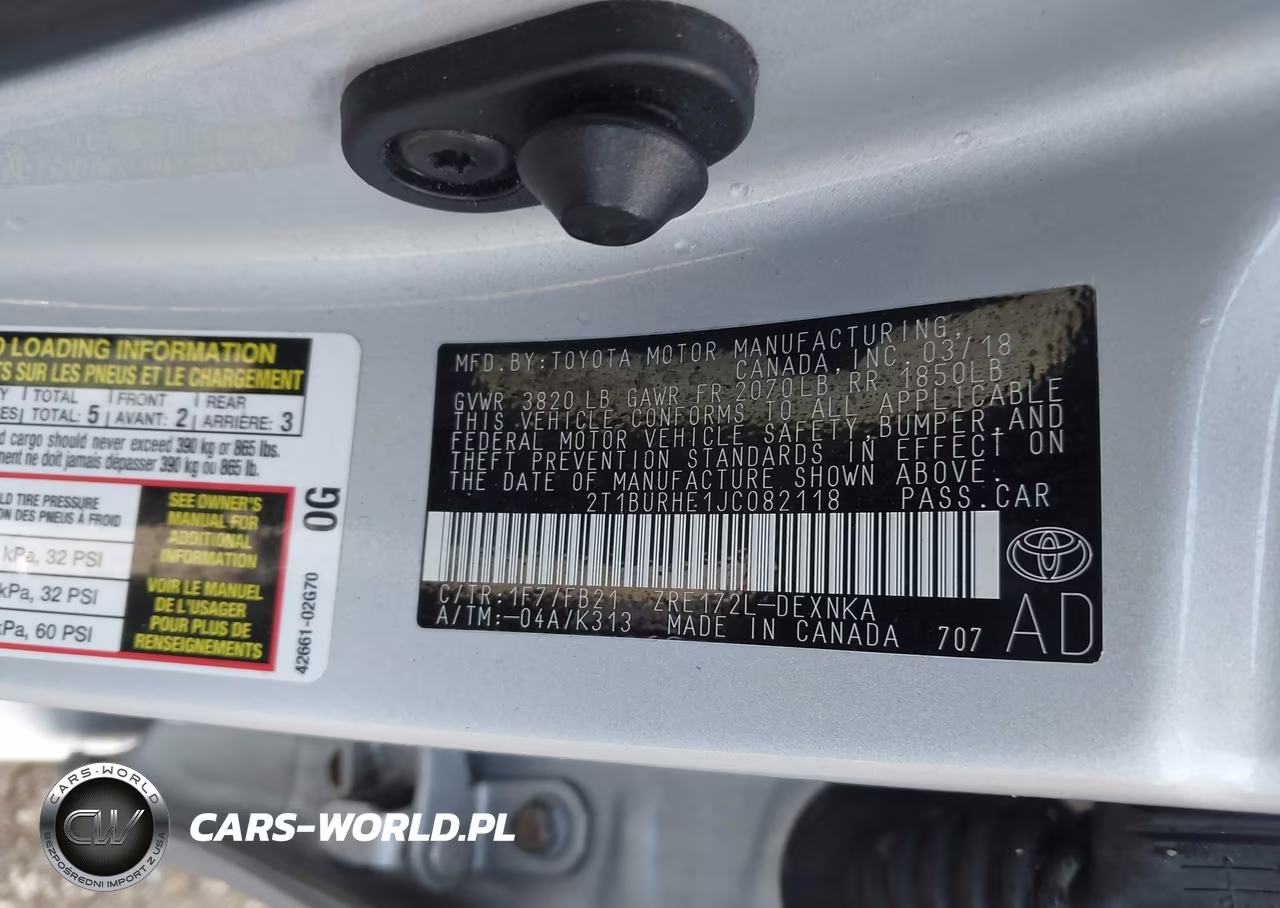 2018 Toyota Corolla Le VIN:2T1BURHE1JC082118 - 9
