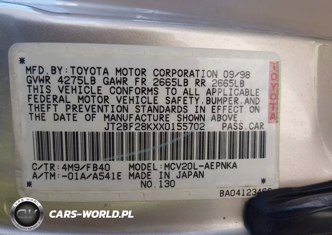 1999 Toyota Camry Le V6 VIN:JT2BF28KXX0155702 - 9