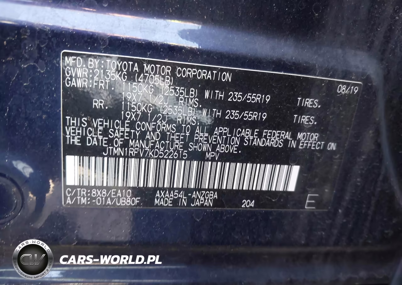 2019 Toyota Rav4 Limited VIN:JTMN1RFV7KD522615 - 9