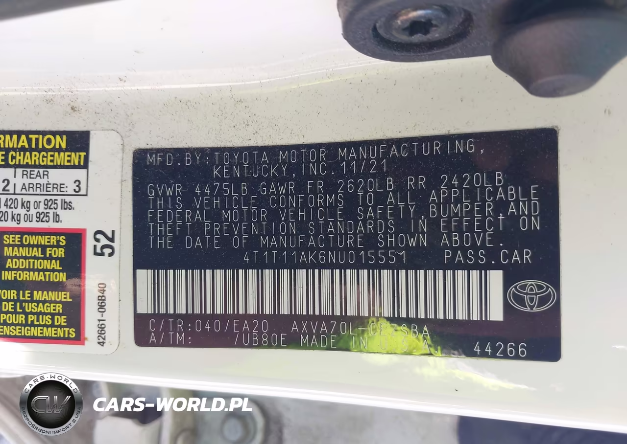 2022 Toyota Camry Se VIN:4T1T11AK6NU015551 - 9