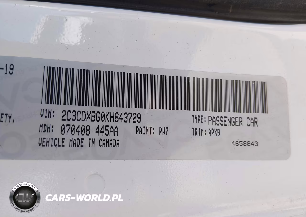 2019 Dodge Charger Sxt Rwd VIN:2C3CDXBG0KH643729 - 9