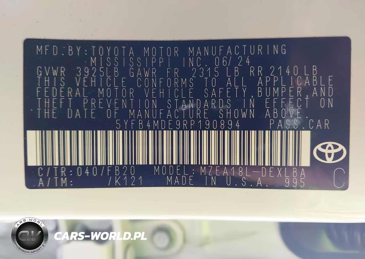 2024 Toyota Corolla Le VIN:5YFB4MDE9RP190894 - 9
