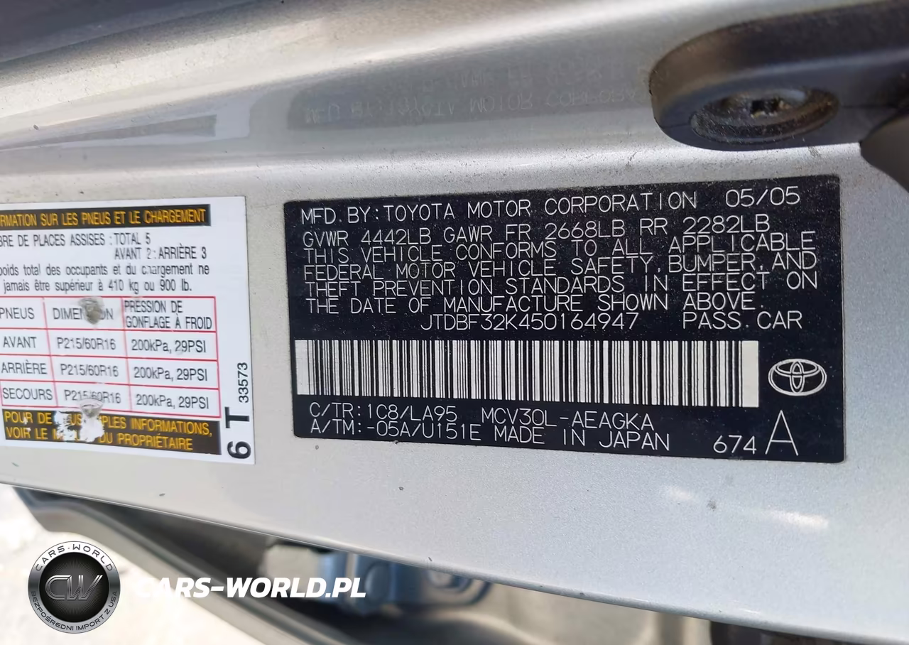 2005 Toyota Camry Xle V6 VIN:JTDBF32K450164947 - 9