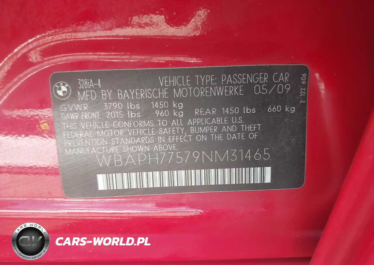 2009 BMW 328I VIN:WBAPH77579NM31465 - 9