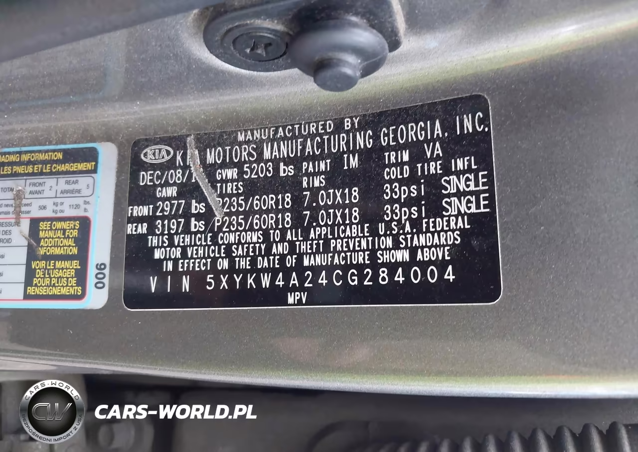 2012 Kia Sorento Sx V6 VIN:5XYKW4A24CG284004 - 9