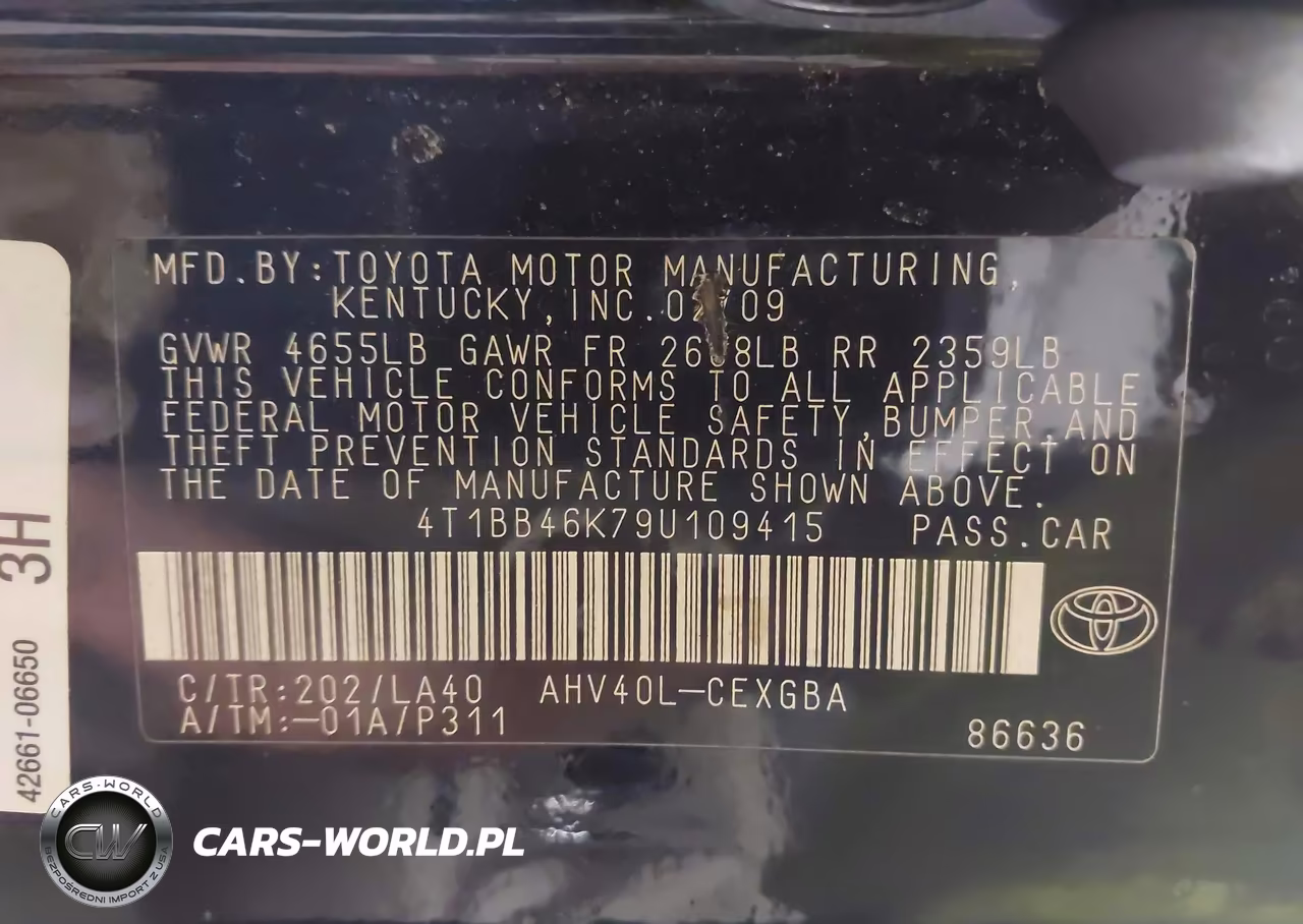 2009 Toyota Camry Hybrid VIN:4T1BB46K79U109415 - 9