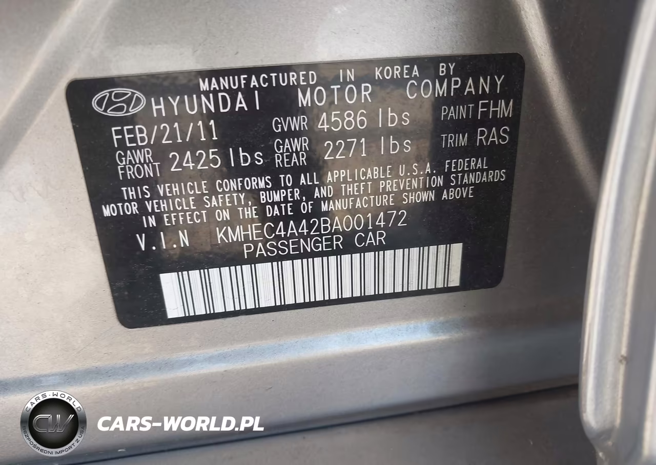 2011 Hyundai Sonata Hybrid VIN:KMHEC4A42BA001472 - 9