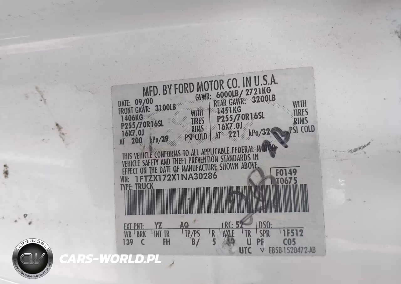 2001 Ford F-150 Xl-Xlt VIN:1FTZX172X1NA30286 - 9