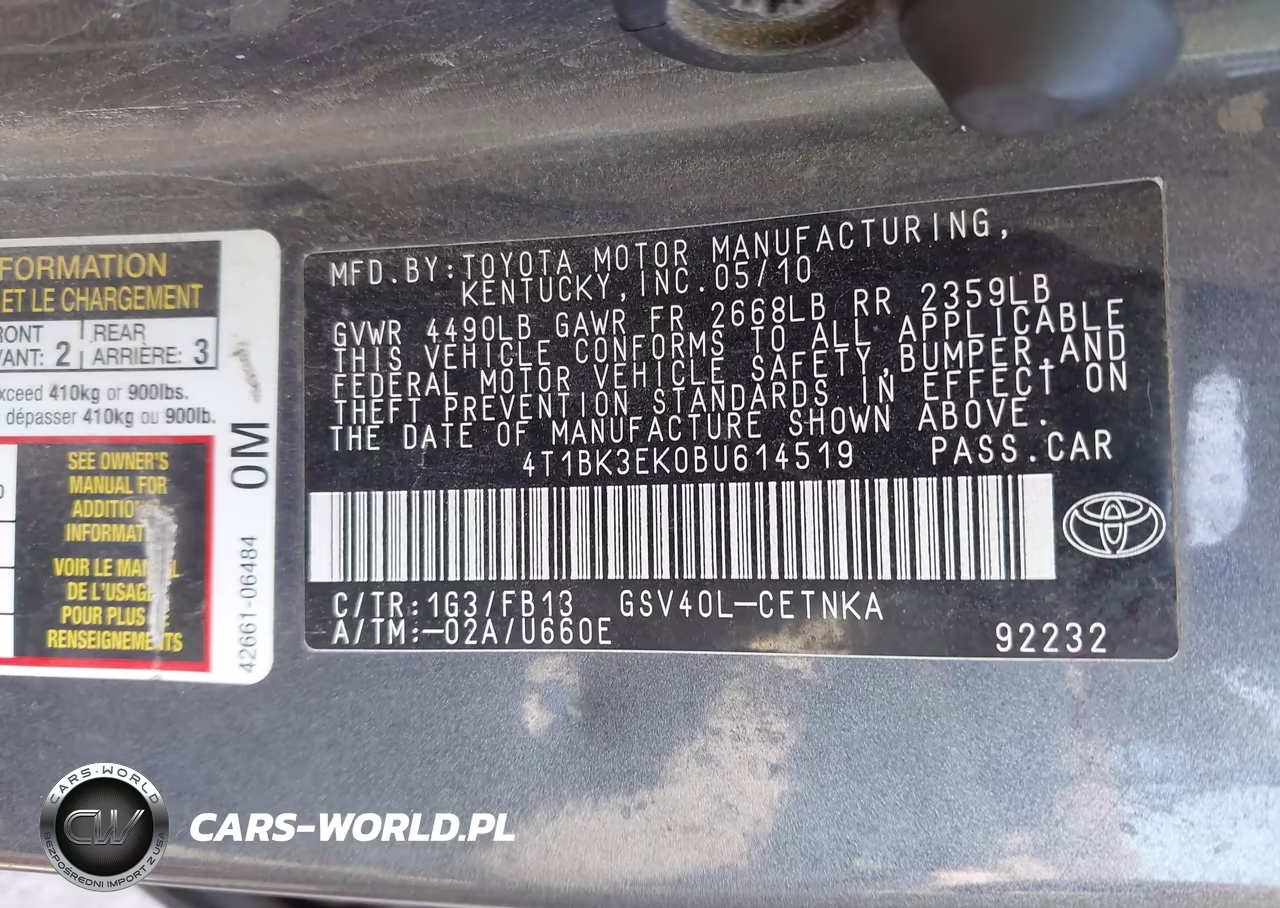 2011 Toyota Camry Le V6 VIN:4T1BK3EK0BU614519 - 9