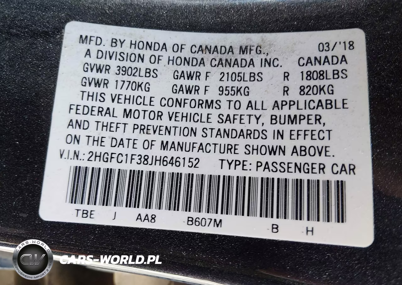 2018 Honda Civic Ex-T VIN:2HGFC1F38JH646152 - 9