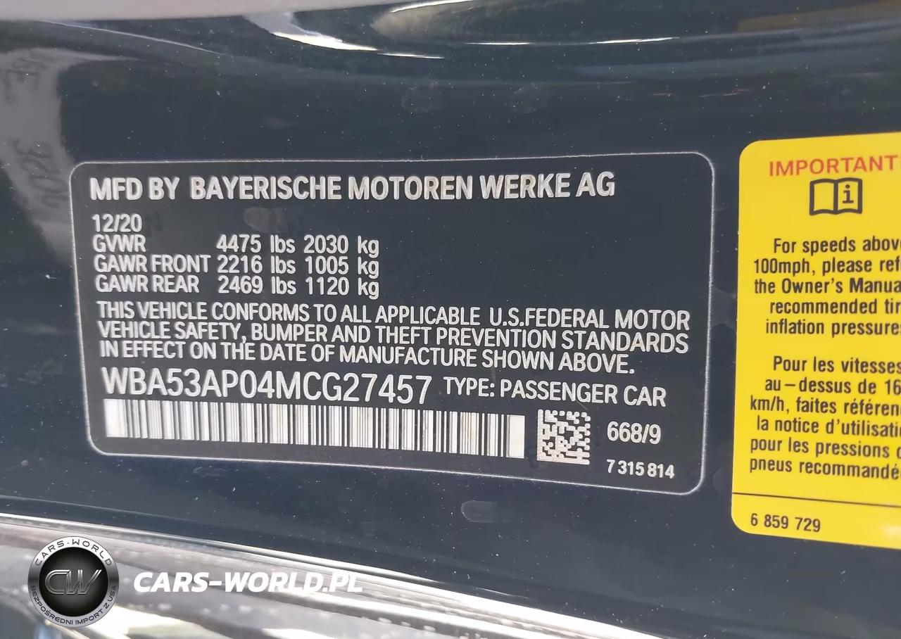 2021 BMW 430I VIN:WBA53AP04MCG27457 - 9