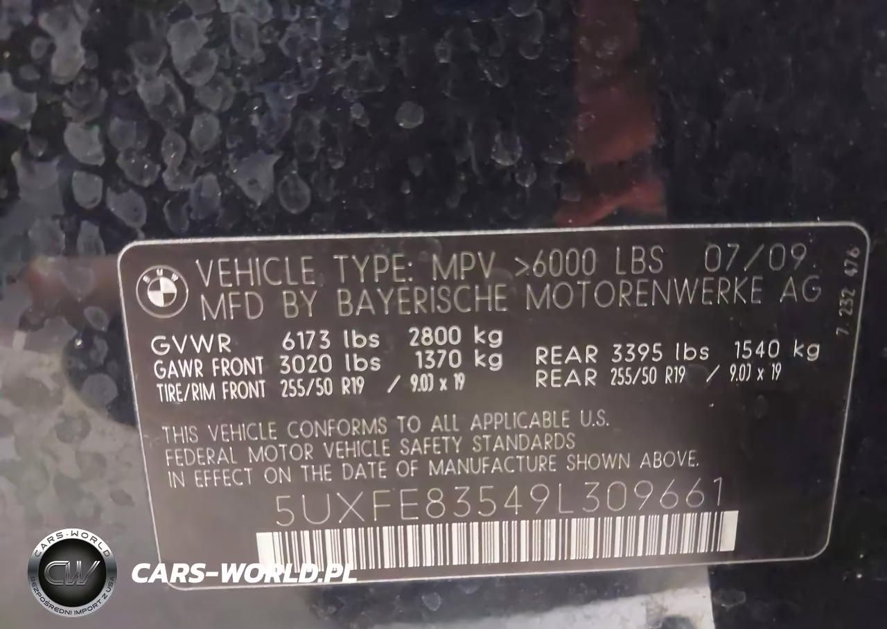 2009 BMW X5 xDrive48I VIN:5UXFE83549L309661 - 9