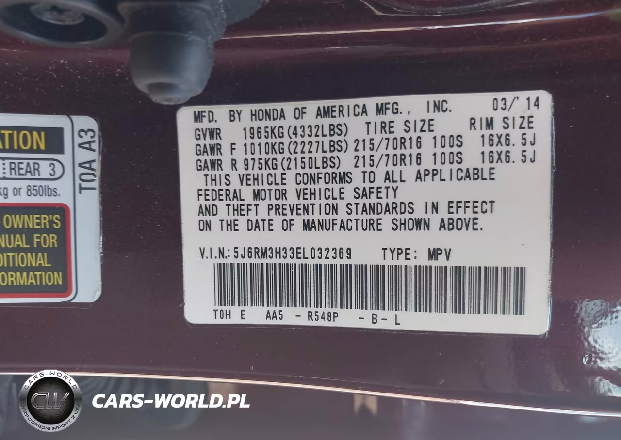 2014 Honda Cr-V Lx VIN:5J6RM3H33EL032369 - 9