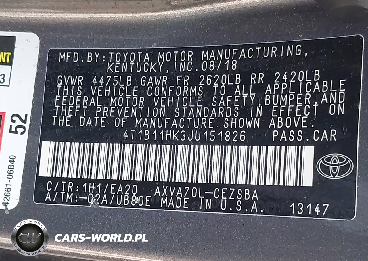 2018 Toyota Camry Se VIN:4T1B11HK3JU151826 - 9