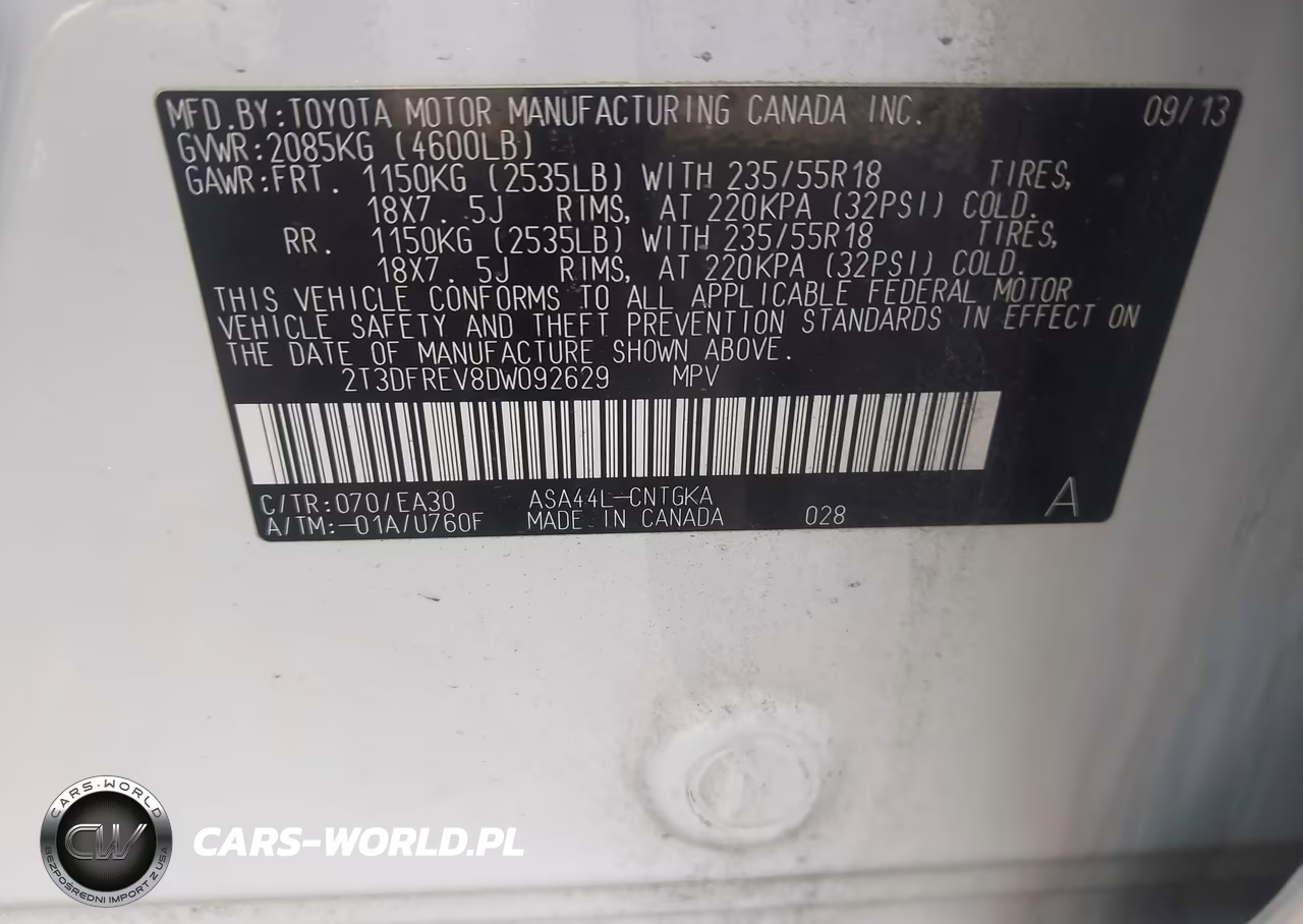 2013 Toyota Rav4 Limited VIN:2T3DFREV8DW092629 - 9