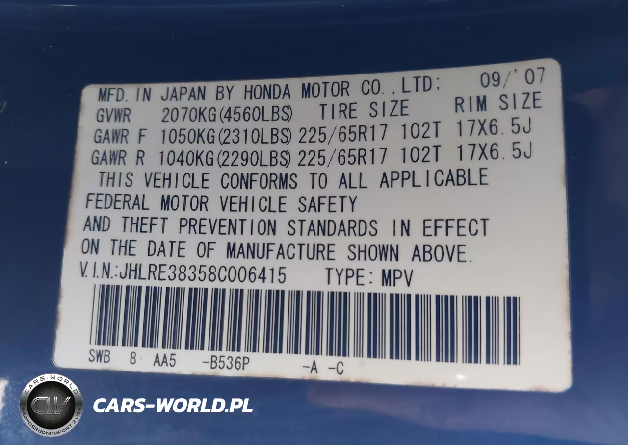 2008 Honda Cr-V Lx VIN:JHLRE38358C006415 - 9