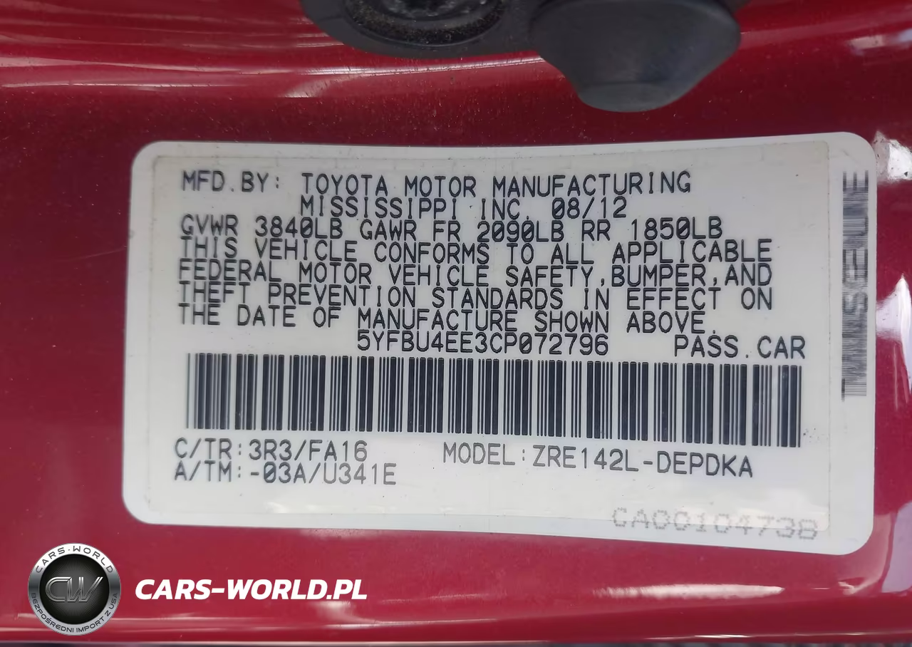 2012 Toyota Corolla L VIN:5YFBU4EE3CP072796 - 9