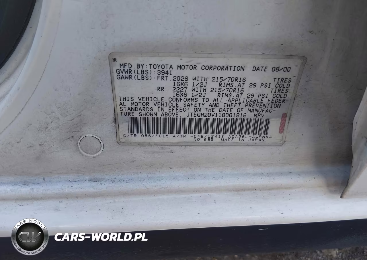 2001 Toyota Rav4 VIN:JTEGH20V110001816 - 9