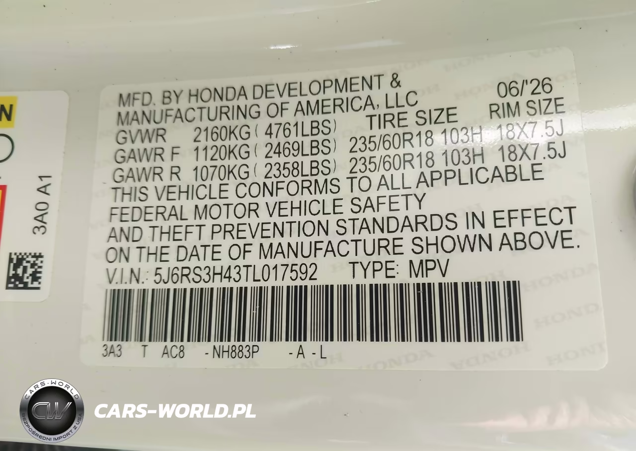 2026 Honda Cr-V Ex 2Wd VIN:5J6RS3H43TL017592 - 9