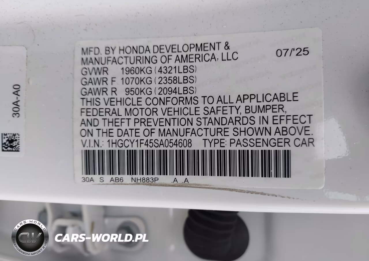 2025 Honda Accord Se VIN:1HGCY1F45SA054608 - 9