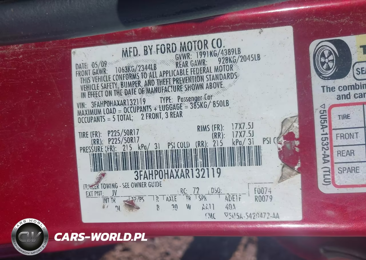2010 Ford Fusion Se VIN:3FAHP0HAXAR132119 - 9