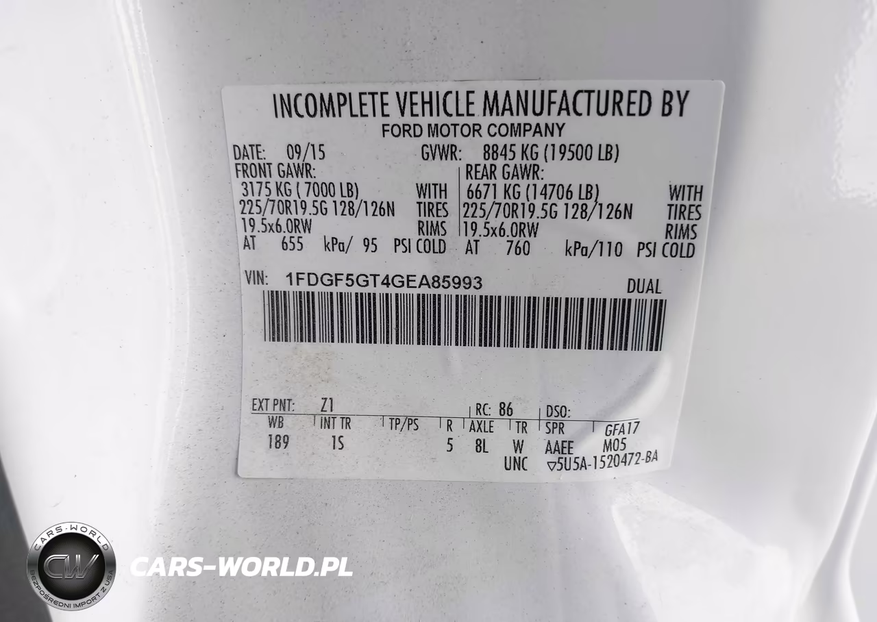 2016 Ford F-550 Chassis Xl VIN:1FDGF5GT4GEA85993 - 9
