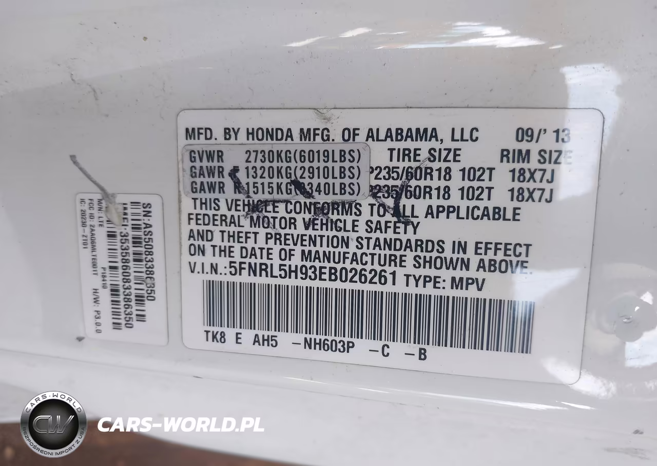 2014 Honda Odyssey Touring-Touring Elite VIN:5FNRL5H93EB026261 - 9