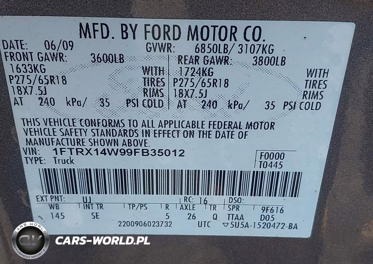 2009 Ford F-150 Stx-Xl VIN:1FTRX14W99FB35012 - 9
