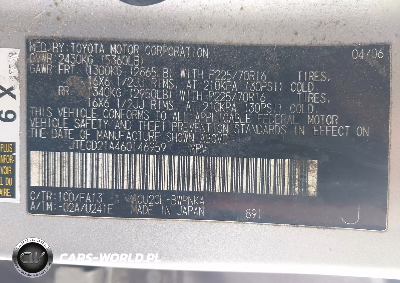 2006 Toyota Highlander VIN:JTEGD21A460146959 - 9