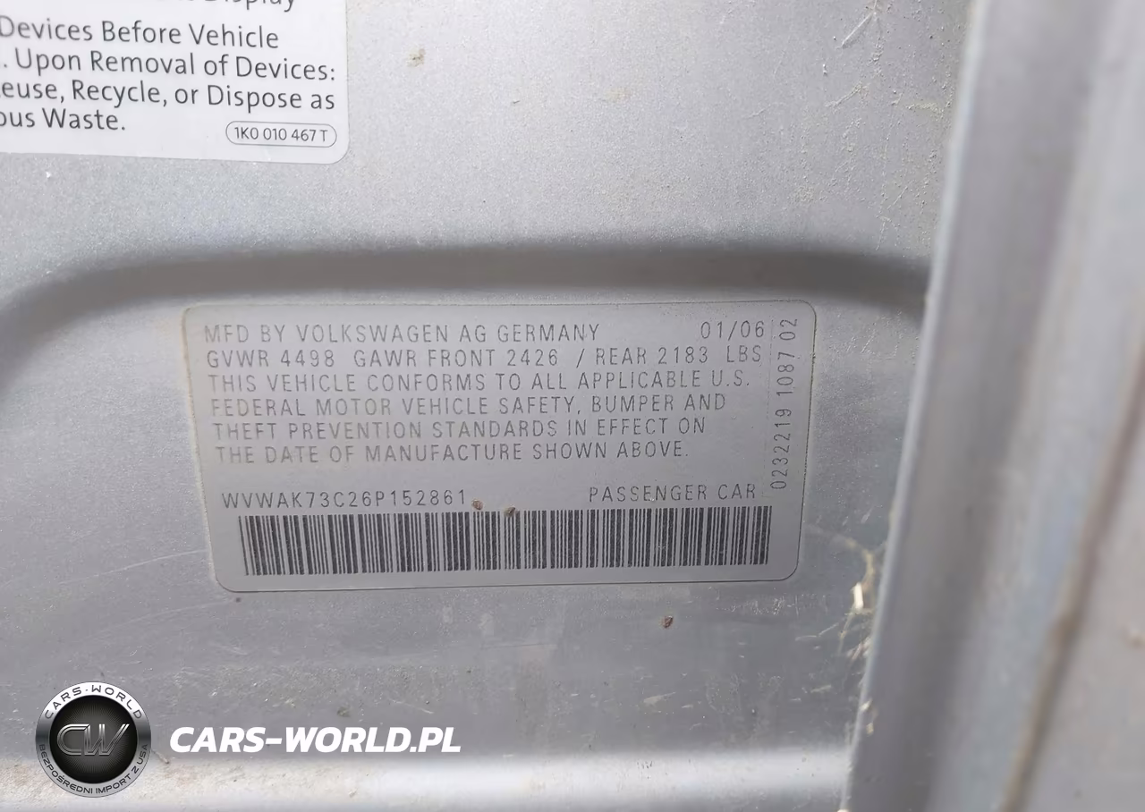 2006 Volkswagen Passat 2.0T-Value Edition VIN:WVWAK73C26P152861 - 9