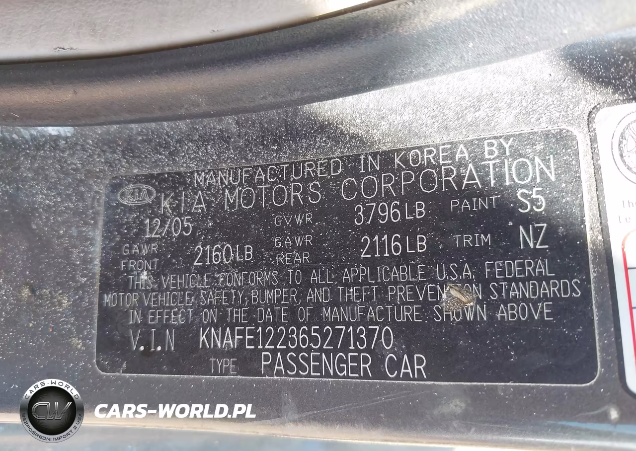 2006 Kia Spectra Ex-Lx-Sx VIN:KNAFE122365271370 - 9