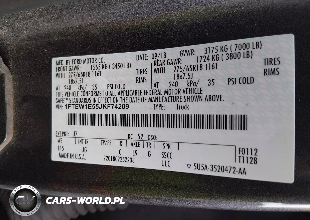 2018 Ford F-150 Xlt VIN:1FTEW1E55JKF74209 - 9