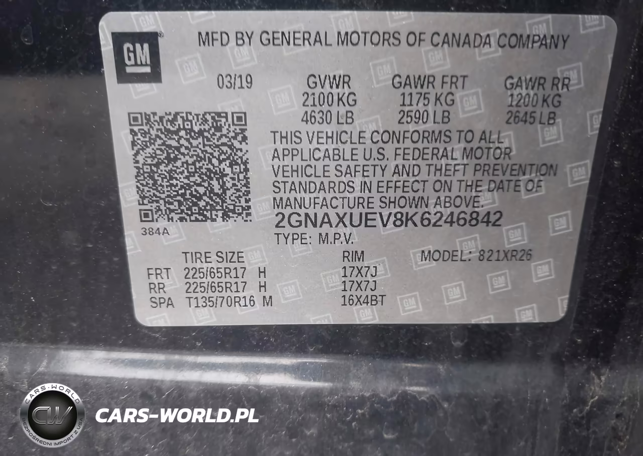 2019 Chevrolet Equinox Lt VIN:2GNAXUEV8K6246842 - 9