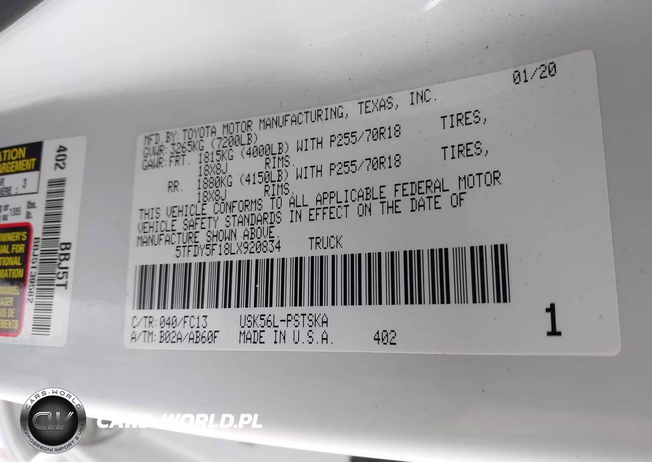 2020 Toyota Tundra Sr5 VIN:5TFDY5F18LX920834 - 9