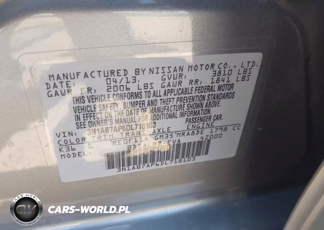2013 Nissan Sentra Sr VIN:3N1AB7AP6DL718103 - 9