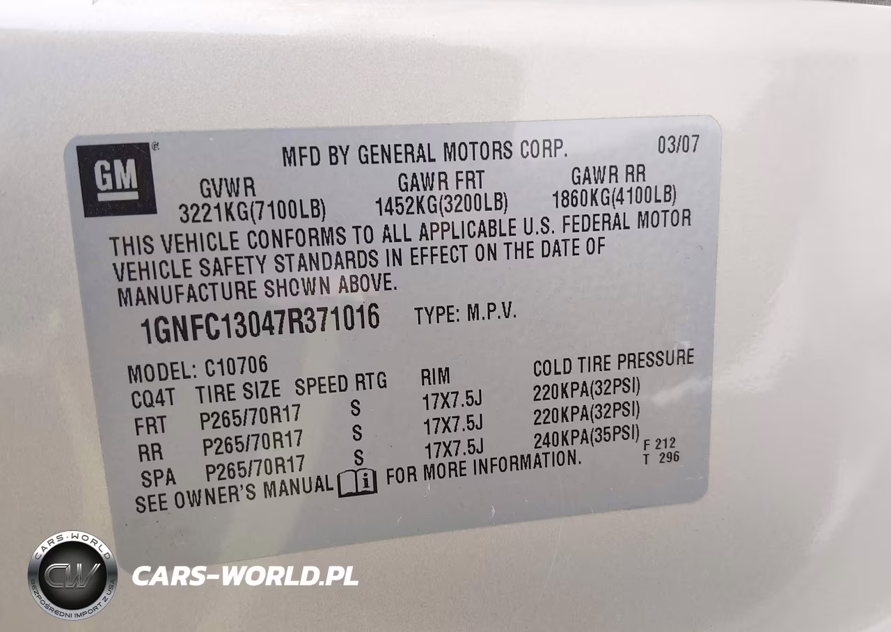 2007 Chevrolet Tahoe Lt VIN:1GNFC13047R371016 - 9